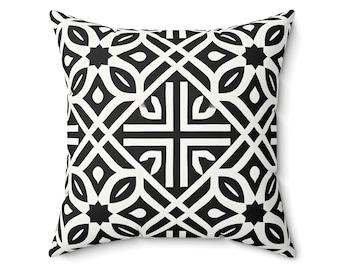 Modern Black and White Throw Pillow, 18 x 18 & 20 x 20, Geometric Decorative Accent Pillow for Living Room or Bedroom