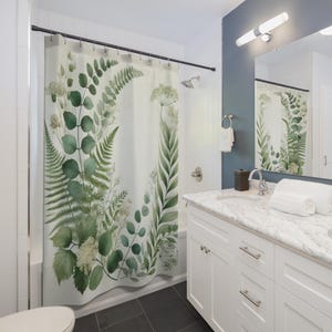 Tropical Bathroom Decor, Nature-Inspired Shower Curtain, Floral Bath Curtain, Botanical Decor, Jungle Print