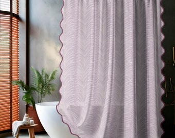 Scallop Design Shower Curtain in a Feathered Lavender Pattern