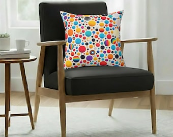Bunter Kreis-Kunst gesponnenes Polyester-Kissen, lebendiges rundes Muster-Kissen, Wohnkultur-Wurfkissen, modernes abstraktes Designakzent-Kissen,
