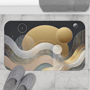 Modern Abstract Bath Mat, Stylish Bathroom Decor, Geometric Shower Mat, Luxury Home Accessory, Spa Vibes for Self-Care