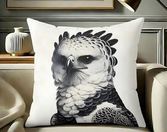 Elegant Eagle in a Tuxedo Design Pillow, Decorative Throw Cushion, Nature-Inspired Home Decor, Unique Gift, Living Room Accent