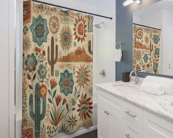 Bohemian Desert Shower Curtain, Rustic Home Decor, Southwestern Bathroom Accessory, Nature-Inspired Gift, Western Style