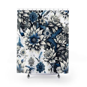 Elegant Floral Shower Curtain - Boho Bathroom Decor, Modern Home Accessory, Gift for Housewarming, Wedding, or Birthday