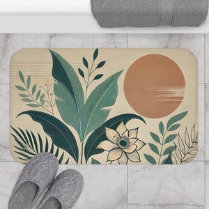 Botanical Bath Mat - Tropical Home Decor, Floral Shower Mat, Eco-Friendly Bath Accessory, Tropical Bathroom, Nature Inspired