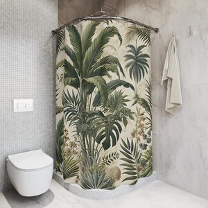 Tropical Paradise Shower Curtain - Boho Bathroom Decor, Jungle Vibes, Nature-Themed Gift, Summer Bathroom Accessory, Eco-Friendly Design image 4