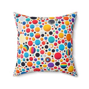 Colorful Circle Art Spun Polyester Pillow, Vibrant Round Pattern Cushion, Home Decor Throw Pillow, Modern Abstract Design Accent Pillow,