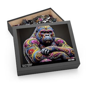 Colorful Artistic Gorilla Puzzle - 120, 252, 500 Piece Jigsaw for Adults and Kids