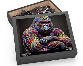 Gorilla Jigsaw Puzzle, William Morris Inspired Silverback, Jungle