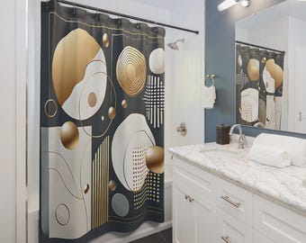 Modern Geometric Shower Curtain, Elegant Bathroom Decor, Abstract Art, Luxury Home Accent, Stylish Gift for Her, Modern Elegant Design