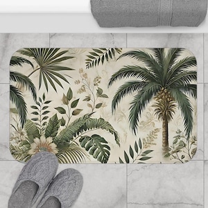 Tropical Leaf Bath Mat - Botanical Home Decor, Plant Lover Gift, Spa & Bathroom Essentials, Tropical Vibes, Tropical Decoration