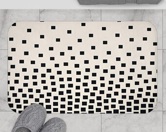 Modern Black and White Bath Mat | Stylish Bathroom Decor, Non-Slip Rug, Geometric Design, Home Essentials, Gift Idea