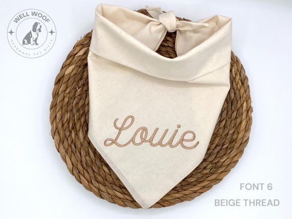 Embroidered Name Dog Bandana: Personalized Cotton Pet Bib