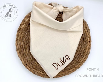 Embroidered Name Dog Bandana: Custom Cotton Pet Bib