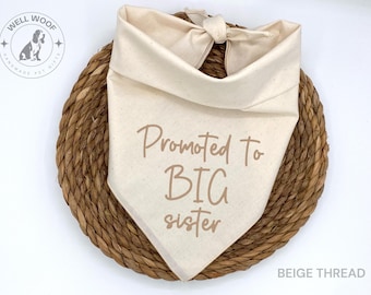 Embroidered Promoted to Big Sister Dog Bandana: Pregnancy Announcement