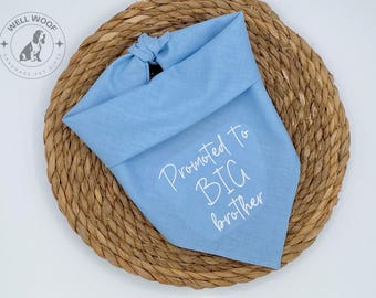 Embroidered Promoted to Big Brother Dog Bandana: Pet Pregnancy Announcement