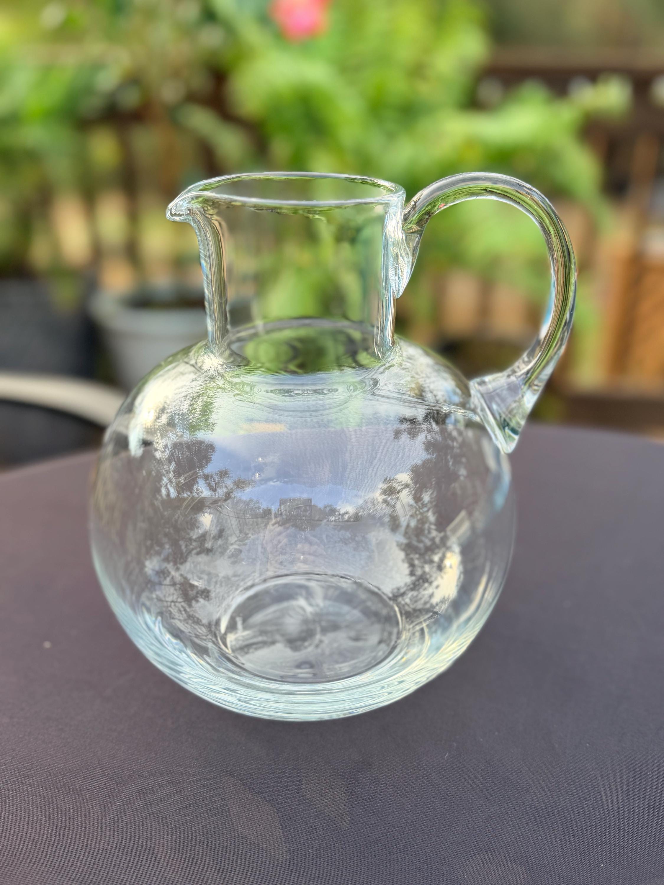 Tiffany and Co Crystal Pitcher Hand Blown Signed Glass Water Wine