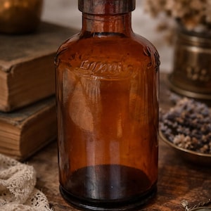 Vintage Amber Lysol Bottle – Early 1900s Embossed Apothecary Bottle – Bloomfield NJ – Antique Medicine / Disinfectant Bottle – Rustic House