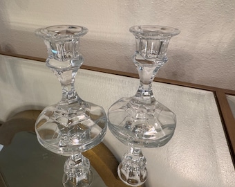 Vintage Lead Crystal Candlestick Holders - Set of 2 - USA Made Elegant Decor