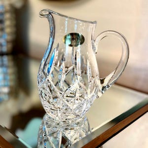 Block Crystal Small Pitcher – 24% Lead Crystal – Handcrafted in Poland – 6” Cut Glass Cream or Syrup Jug – Vintage Elegant Barware