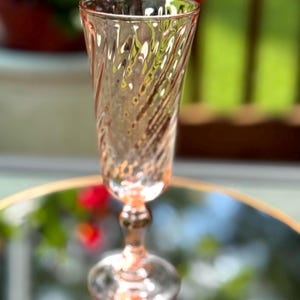 Set of 6 Cristal d’Arques Durand Rosaline Pink Cordial Glasses – Swirl Optic, Made in France