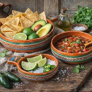 Vintage Mexican Terracotta Cazuela Bowl Set, Hand Painted Folk Art Pottery, Artisan Serving Bowls, Rustic Farmhouse Southwest Kitchen Decor,