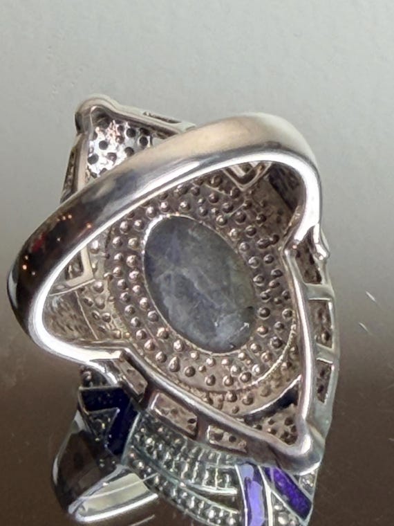 Sterling Silver Labradorite Statement Ring Purple… - image 8