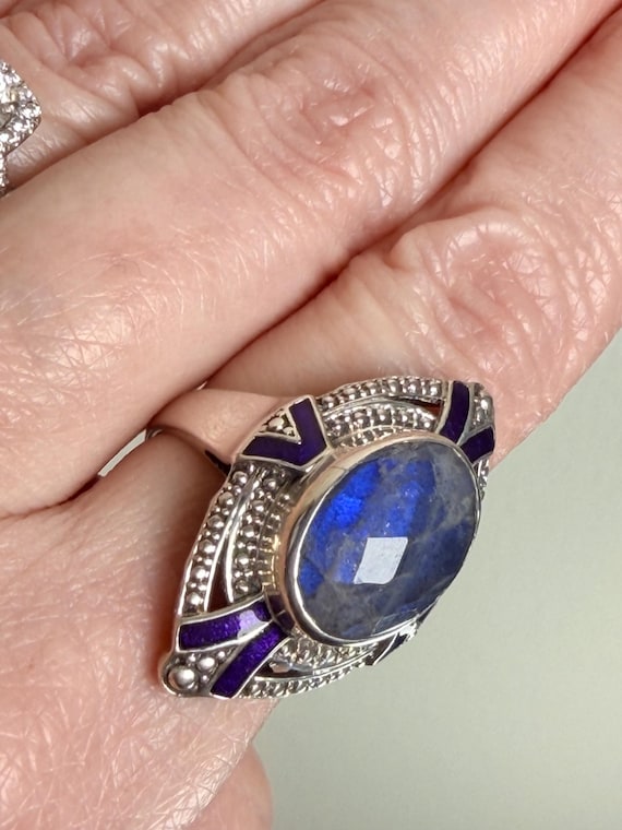 Sterling Silver Labradorite Statement Ring Purple… - image 5