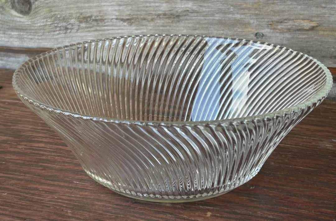Libbey Ribbed Glassware Vintage Libbey Ribbed Glass Serving Bowl, Mid Century Modern Clear ...