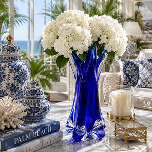 Cobalt Blue Crystal Vases - Etsy