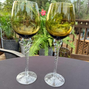 Amber Twisted Stem Wine Glass - Etsy