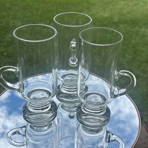 Vintage Irish Coffee Mugs - Set of 3 Clear Glass Pedestal Barware