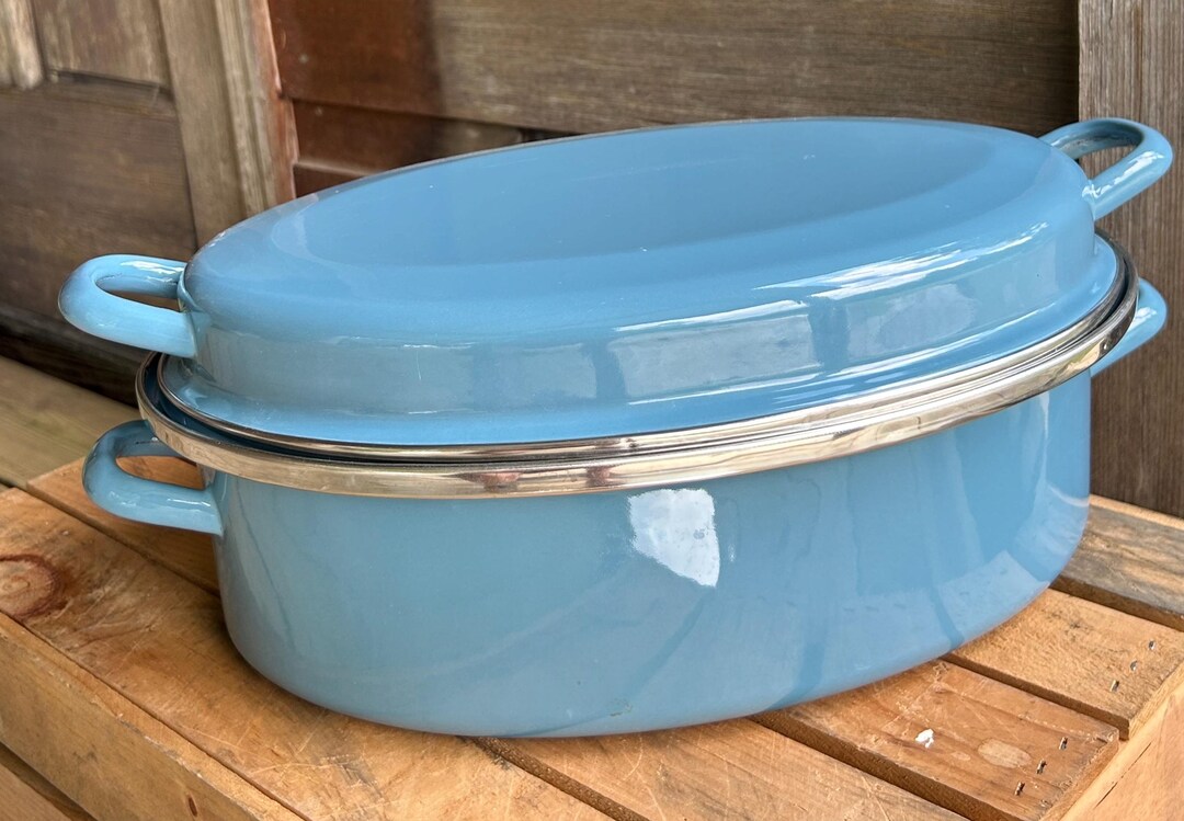 Retro Kitchenware Vintage Blue Retro Kitchen Enamelware Roaster, 1920’s-1950’s. - Etsy