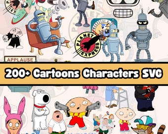 Cartoon Mega Bundle: 200+ PNG & SVG Retro Clipart Dateien für Cricut