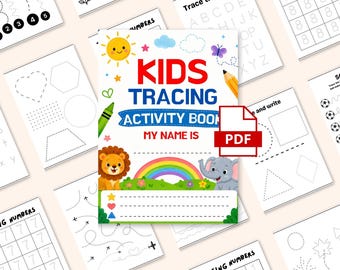 Preschool Tracing Workbook Printable PDF, Letters Numbers Shapes Practice,  Kindergarten Handwriting Activity Book