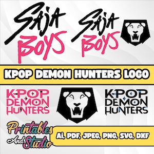 K-pop Huntrix Logo Pack Inspired by Demon Hunters cosplay Logos, Saja Boys Jinwoo Fan Art, Kpop Demon Hunters SVG EPS JPG, Instant Download