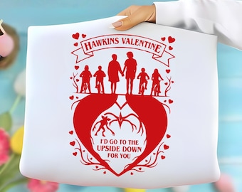 Hawkins Valentinstag SVG, auf den Kopf gestellte Liebe Zitat Design, Stranger Thing Style Shirt Grafik, Valentinstag Cricut Cut Datei