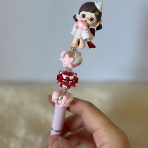 Handmade  Ballpoint Pen with Hand-Painted Bead & Mini Figure – Kawaii Stationery Gift – Collectible Art Pen – Unique Desk Accesso