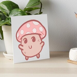 Cute Happy Mushroom Wall Art Print Digital Download