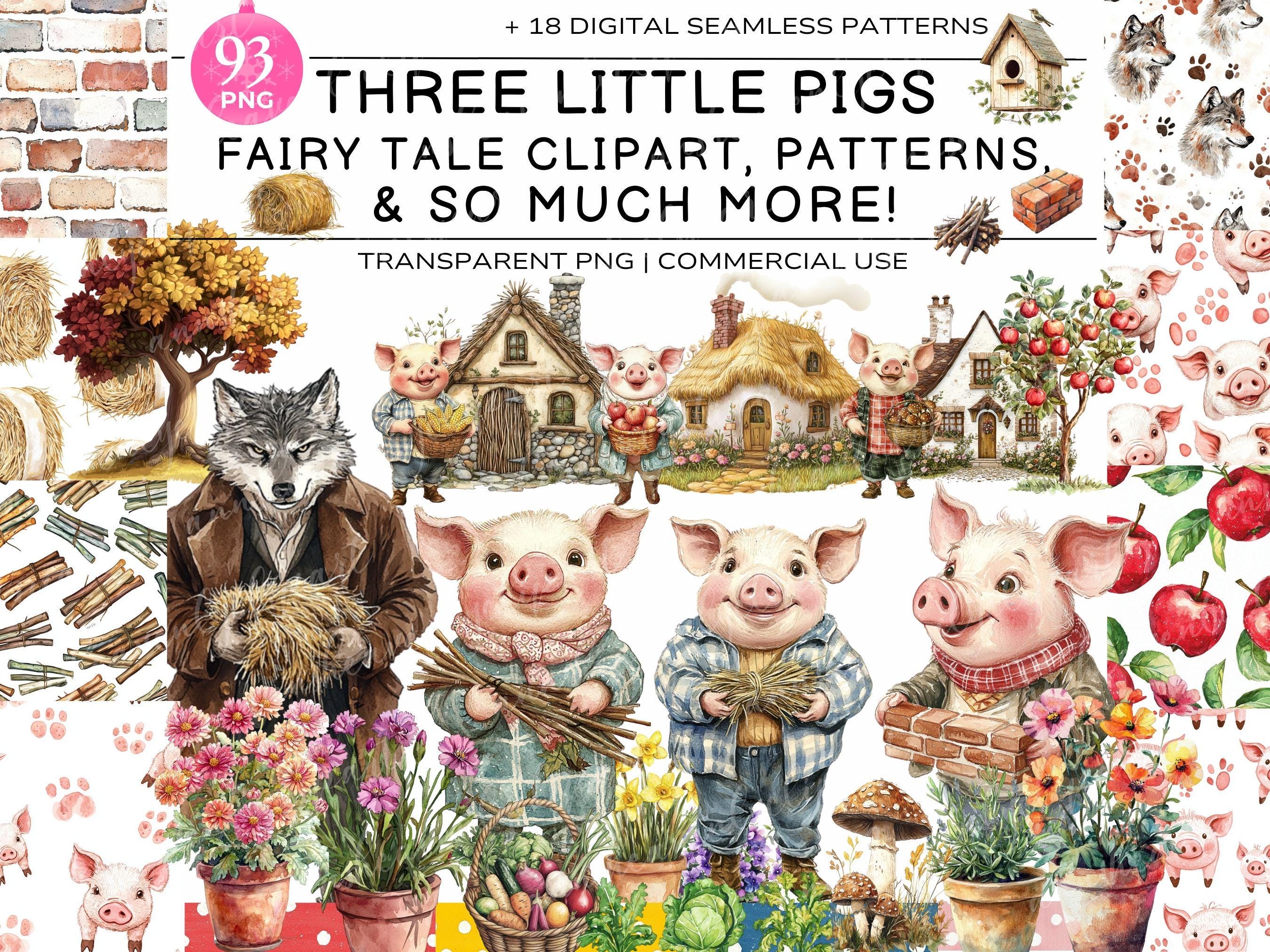 Three pigs and wolf - Etsy België, image size:2700x2025
