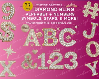 Alphabet, Diamond letters, Diamond Alphabet, Diamond Numbers, Symbols, Diamond Heart Clipart, Bling PNG, Rhinestone Alphabet, tiara png, ABC