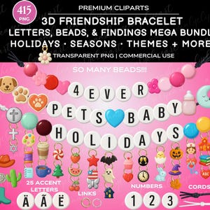 Friendship Bracelet Letters, Friendship Bracelet PNG, Letter Beads Clipart, Friendship Bead PNG, Beads clipart, Font Beads PNG