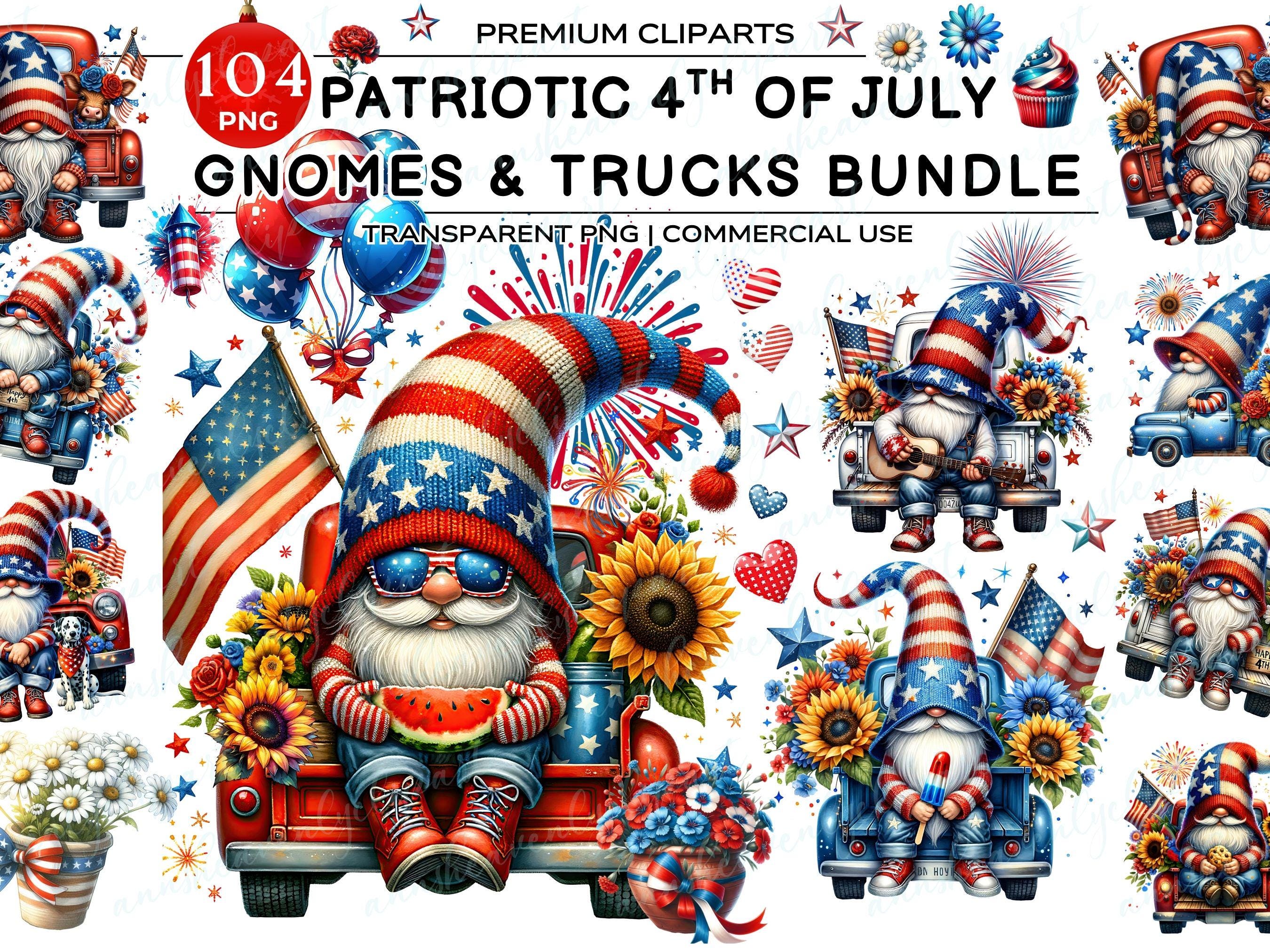 Watercolor 4th of July Gnomes Clipart, Patriotic Gnome Clipart PNG ...