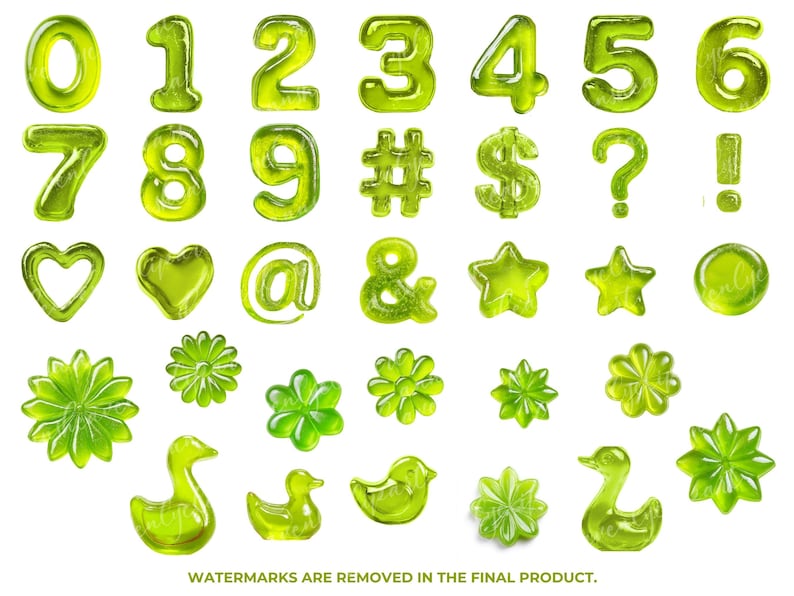 Jelly Candy Alphabet Clipart — Jelly Letters PNG Bundle with Numbers Symbols Clipart — 3D Gummy Candy Font — Big Printable Letters image 6