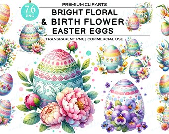 Floral Easter Egg Clipart, Easter Egg Cliparts, Watercolor Easter Eggs Clipart, Easter Egg PNG bundle, Easter Egg Clipart Bundle,Sublimation