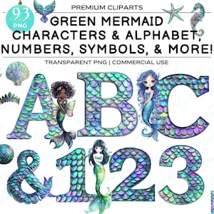 Mermaid clipart bundle, Mermaid Alphabet , Watercolor Cute Mermaid Clipart png, Nursery Clipart Sealife, Alphabet PNG, Sea Alphabet Bundle