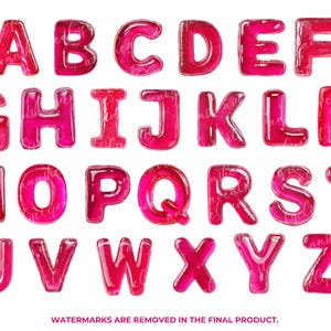Jelly Candy Alphabet Clipart — Jelly Letters PNG Bundle with Numbers Symbols Clipart — 3D Gummy Candy Font — Big Printable Letters image 7