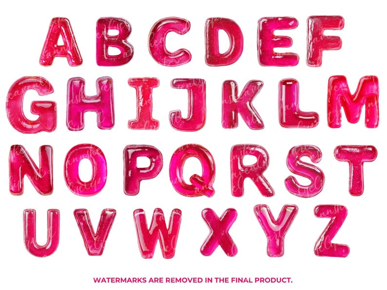 Jelly Candy Alphabet Clipart — Jelly Letters PNG Bundle with Numbers Symbols Clipart — 3D Gummy Candy Font — Big Printable Letters image 7