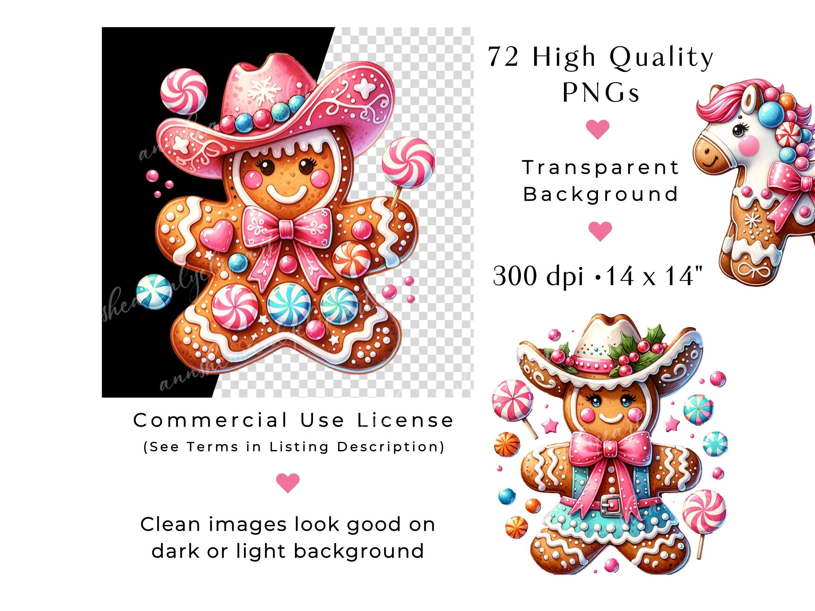 Gingerbread Girl PNG, Cowgirl Clipart, Coquette Christmas, Gingerbread ...