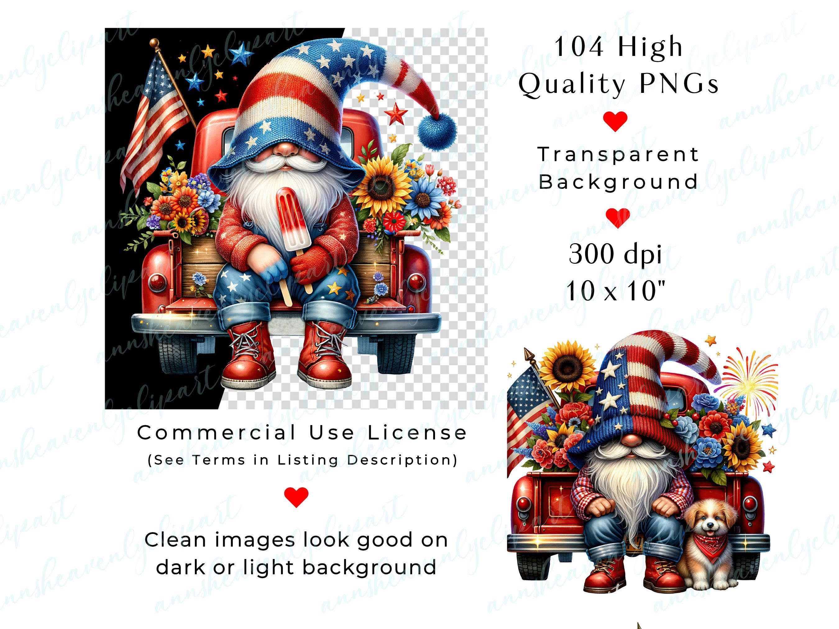 Watercolor 4th of July Gnomes Clipart, Patriotic Gnome Clipart PNG ...